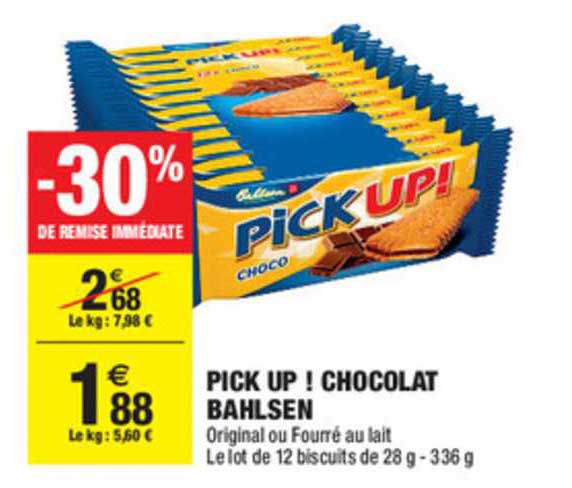 pick up ! chocolat bahlsen -30% de remise immédiate