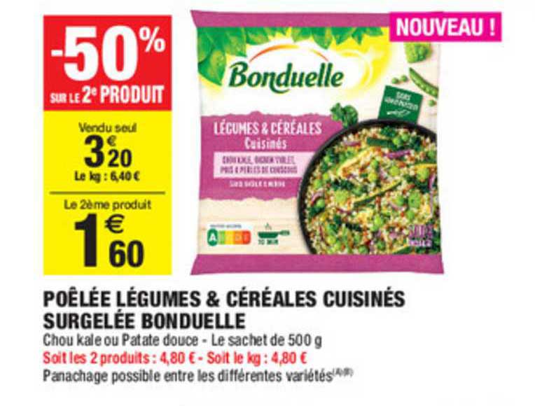 Poêlée Légumes & Céréales Cuisinés Surgelée Bonduelle -50% Sur Le 2ème Produit