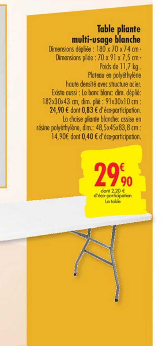 table pliante multi usage blanche
