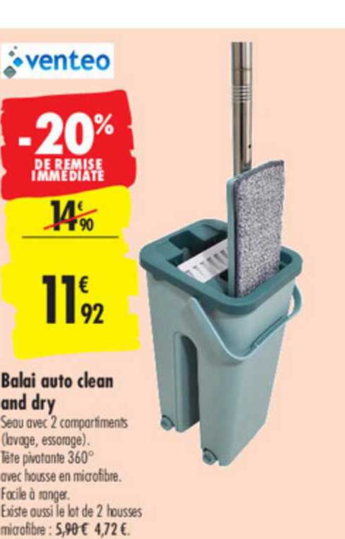 venteo balai auto clean and dry -20% de remise immédiate