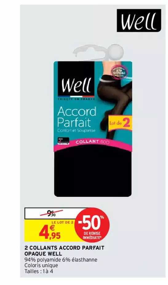 2 collants accord parfait opaque well