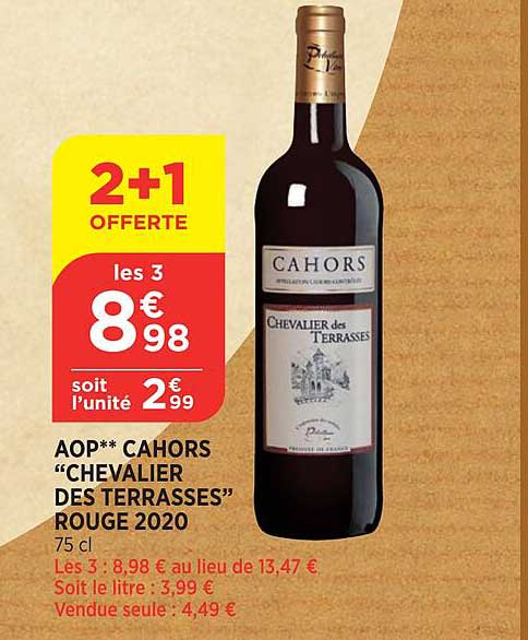 Aop Cahors "chevalier Des Terrasses" Rouge 2020