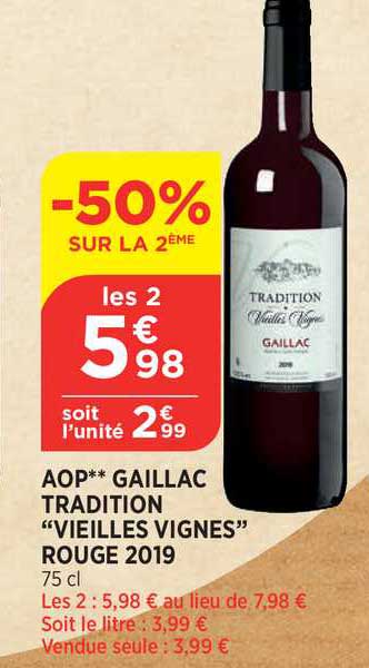 Aop Gaillac Tradition "vieilles Vignes" Rouge 2019