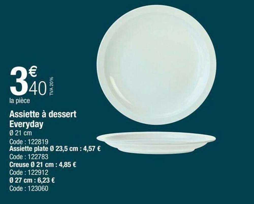 assiette à dessert everyday, assiette plate ø23,5 cm, creuse ø21 cm, ø27 cm