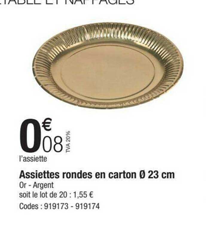 assiettes rondes en carton ø23 cm