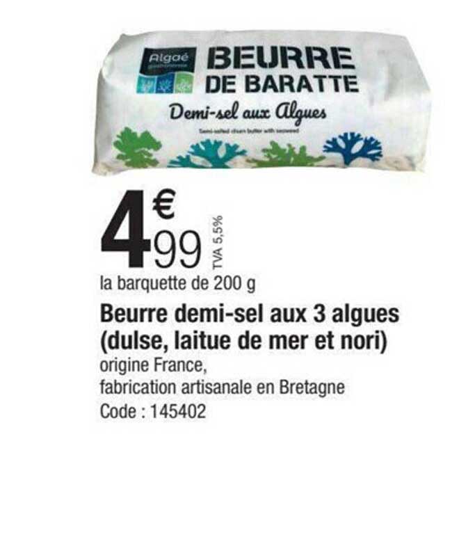 beurre demi-sel aux 3 algues (dulse, laitue de mer et nori)
