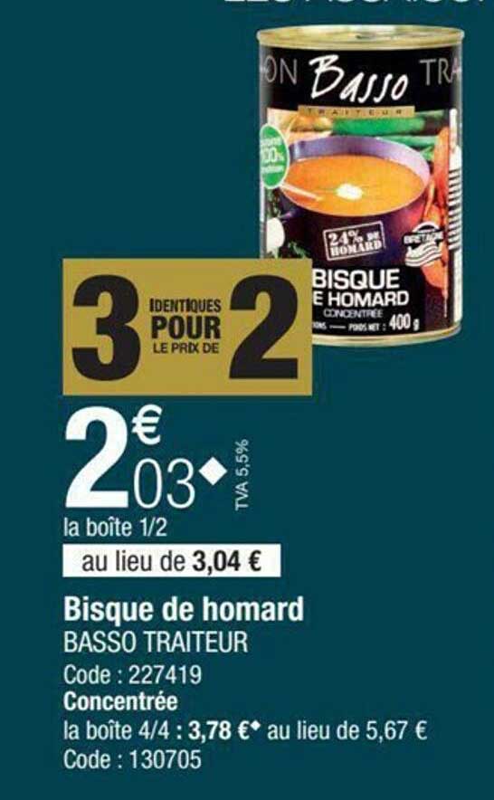 bisque de homard basso traiteur