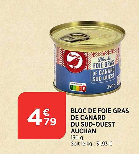 bloc de foie gras de canard du sud-ouest auchan