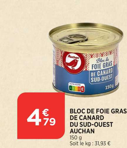 Bloc De Foie Gras De Canard Du Sud-ouest Auchan