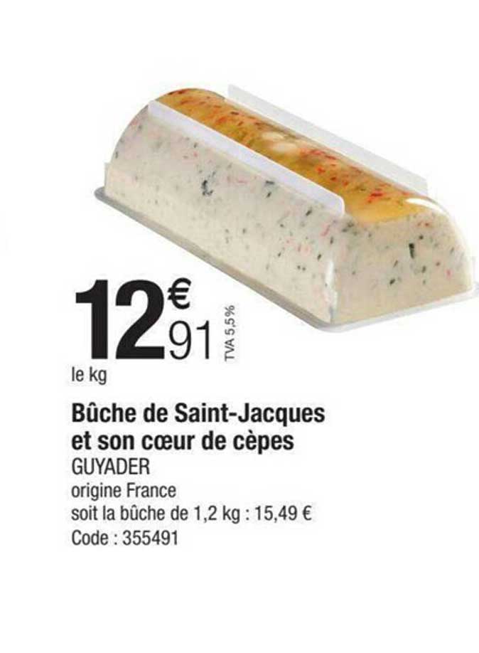 bûche de saint-jacques et son coeur de cèpes guyader