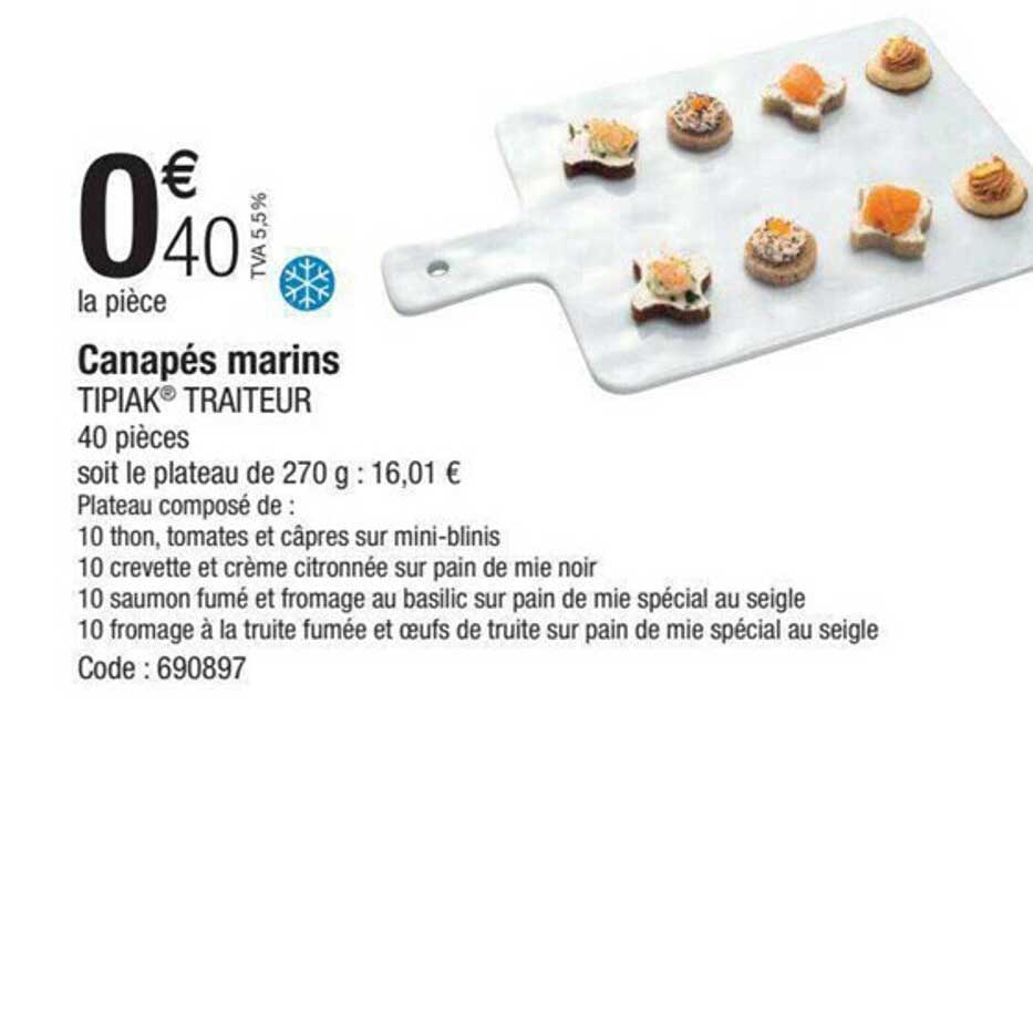 canapés marins tipiak traiteur
