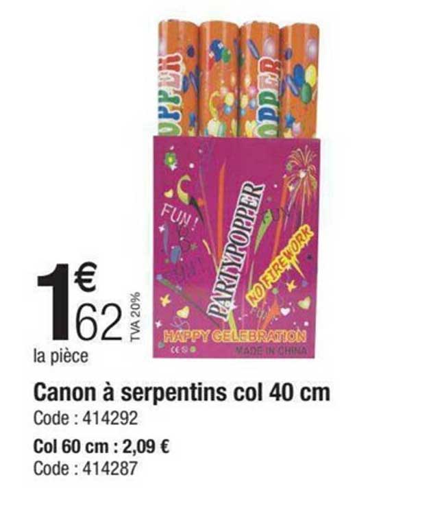 canon à serpentins col 40 cm