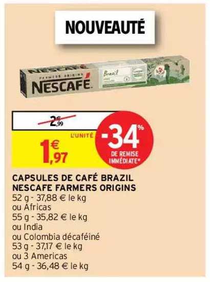 capsules de café brazil nescafé farmers origins