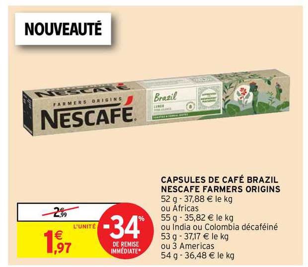Capsules De Café Brazil Nescafe Farmers Origins