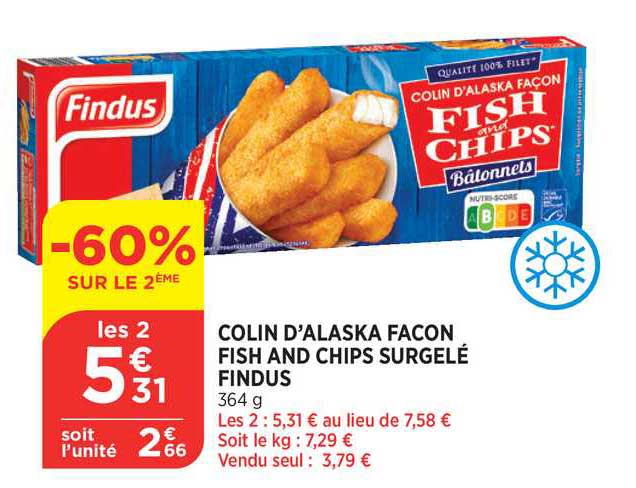 colin d'alaska façon fish and chips surgelé findus