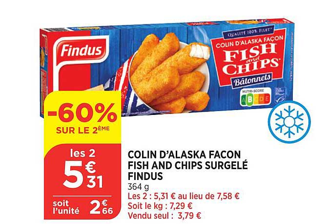 colin d'alaska façon fish and chips surgelé findus
