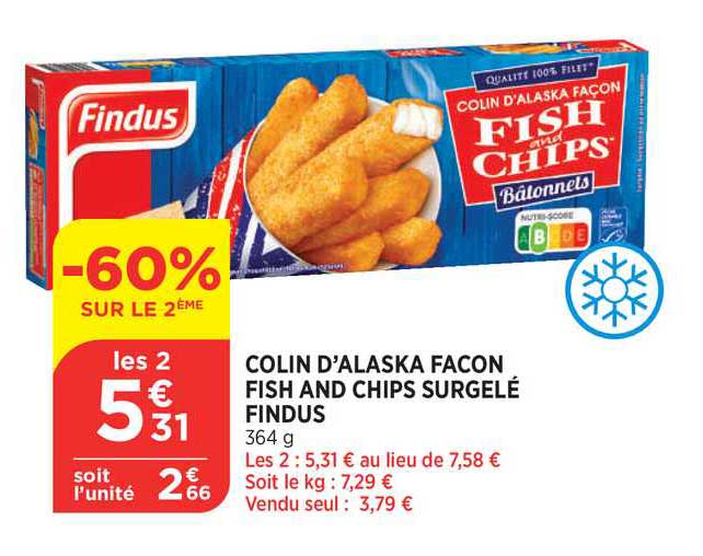 colin d'alaska façon fish and chips surgelé findus