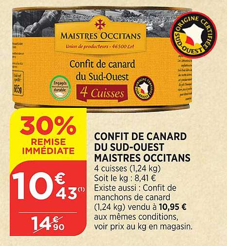 confit de canard du sud-ouest masitres occitans
