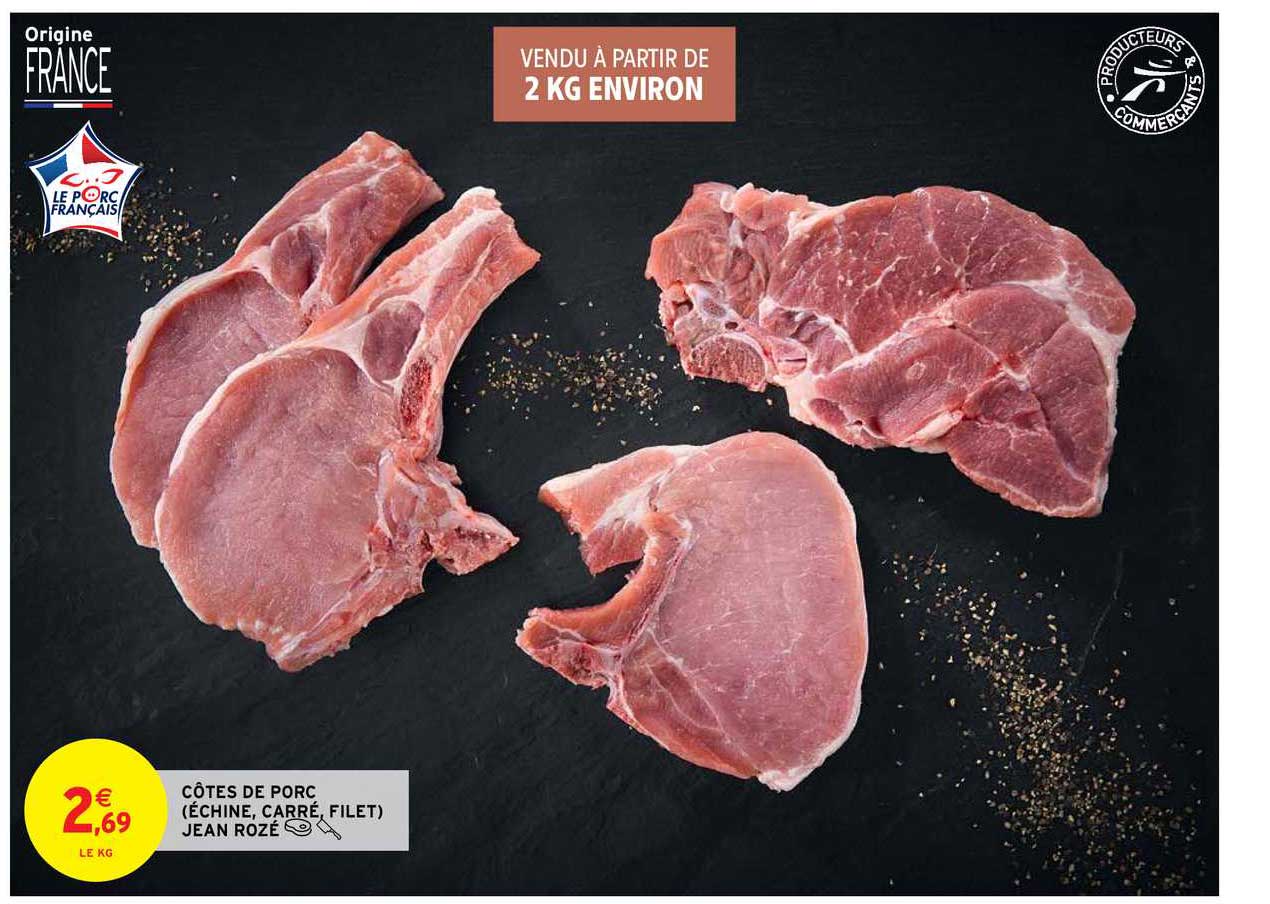côtes de porc (échine, carré, filet) jean rozé