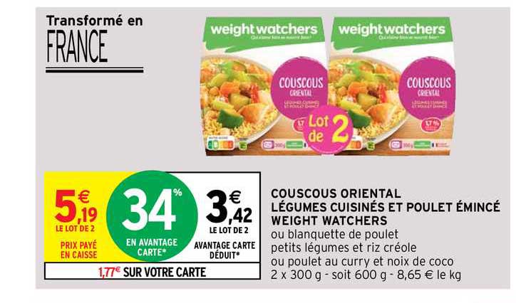 couscous oriental légumes cuisinés et poulet émincé weight watchers