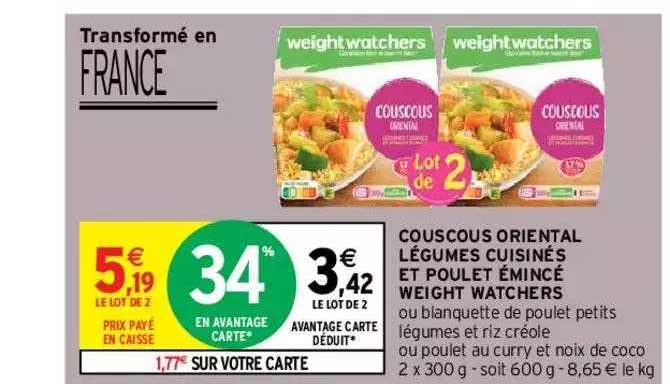 couscous oriental légumes cuisinés et poulet émincé weight watchers