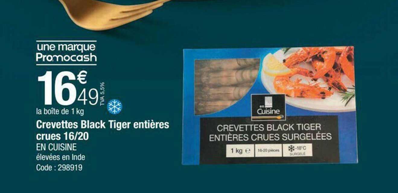 crevettes black tiger entières crues 16-20 en cuisine