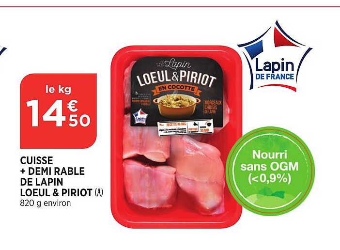 cuisse + demi râble de lapin loeul & piriot