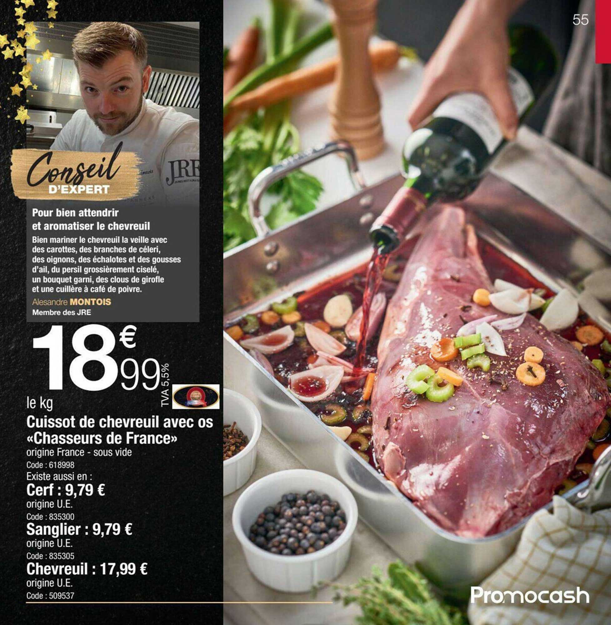 cuissot de chevreuil avec os «chasseurs de france» cerf sanglier chevreuil