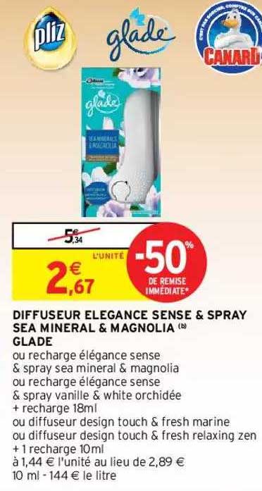 diffuseur élégance sense & spray sea mineral & magnolia glade