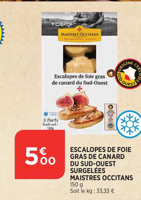 Escalopes De Foie Gras De Canard Du Sud-ouest Surgelées Maistres Occitans