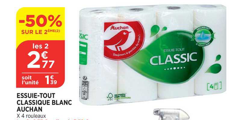 essuie-tout classique blanc auchan