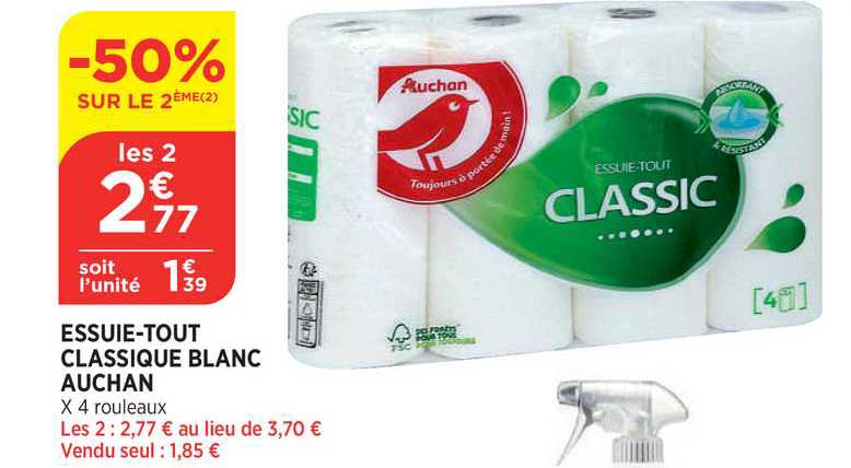 essuie-tout classique blanc auchan