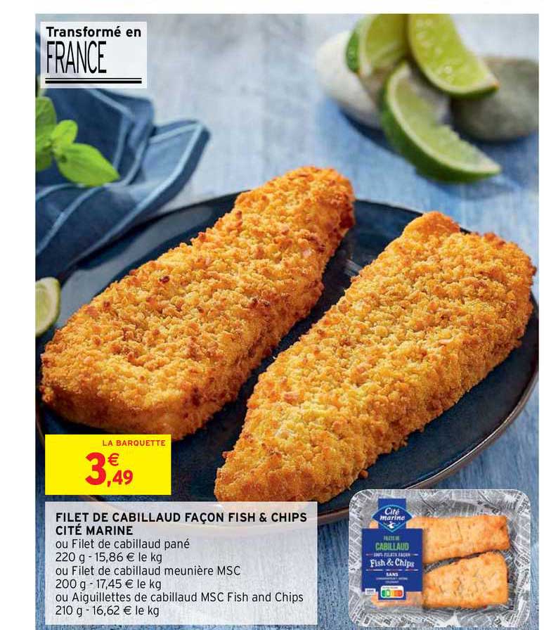 filet de cabillaud façon fish & chips cité marine