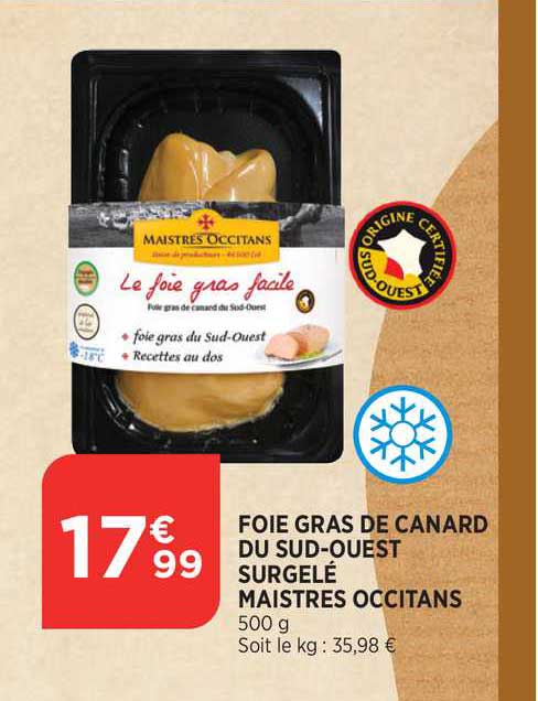 foie gras de canard du sud-ouest surgelé maistres occitans