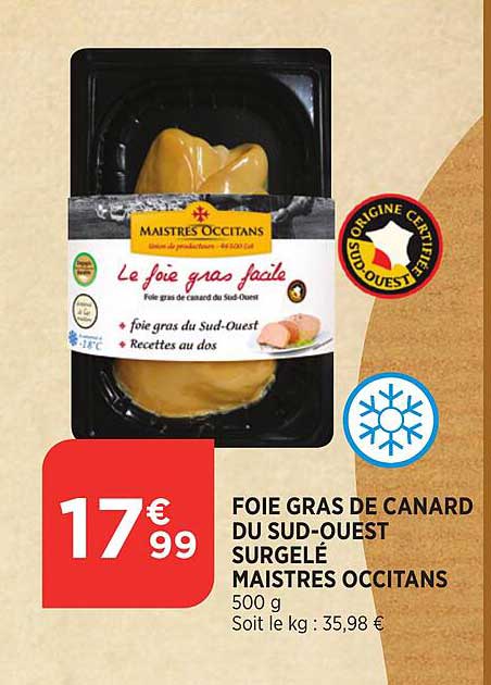 foie gras de canard du sud-ouest surgelé maistres occitans