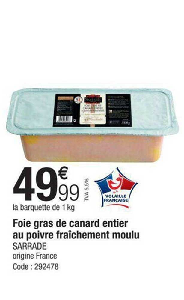 Foie Gras De Canard Entier Au Poivre Fraîchement Moulu Sarrade