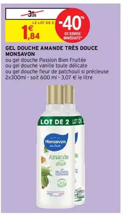 gel douche amande très douce monsavon