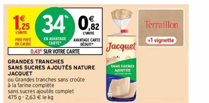 grandes tranches sans sucres ajoutés nature jacquet