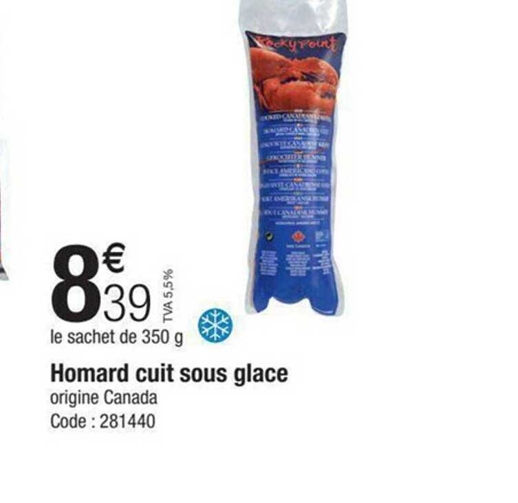 homard cuit sous glace