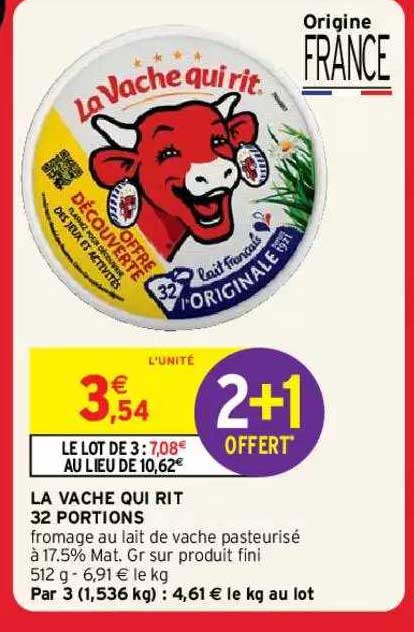 la vache qui rit 32 portions 2+1 offert