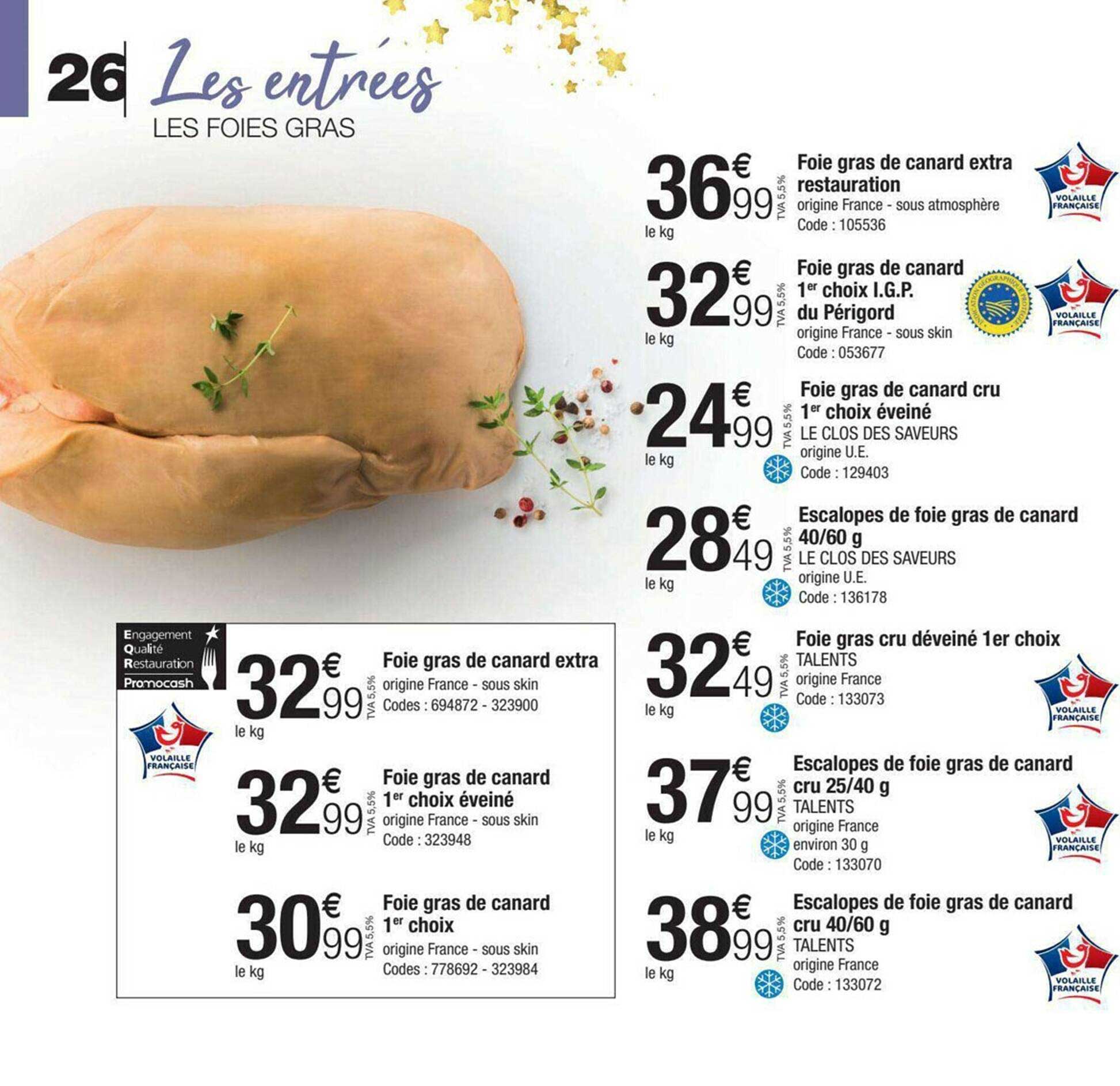 les entrées : les foies gras