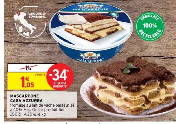 mascarpone casa azzurra -34% de remise immédiate