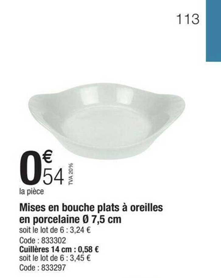 mises en bouche plats à oreilles en porcelaine ø7,5 cm