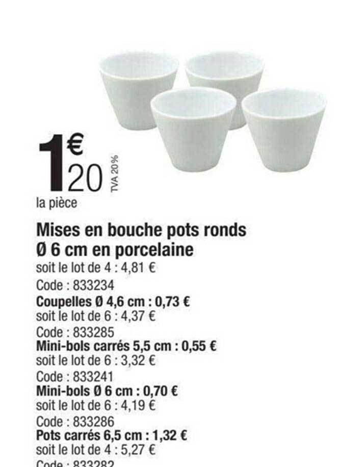 mises en bouche pots ronds ø6 cm en porcelaine