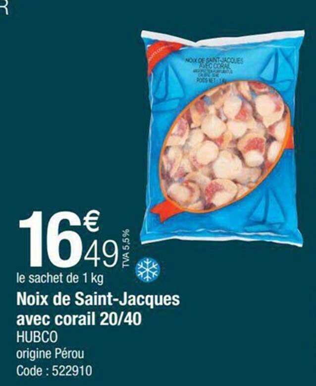 noix de saint-jacques avec corail 20-40 hubco