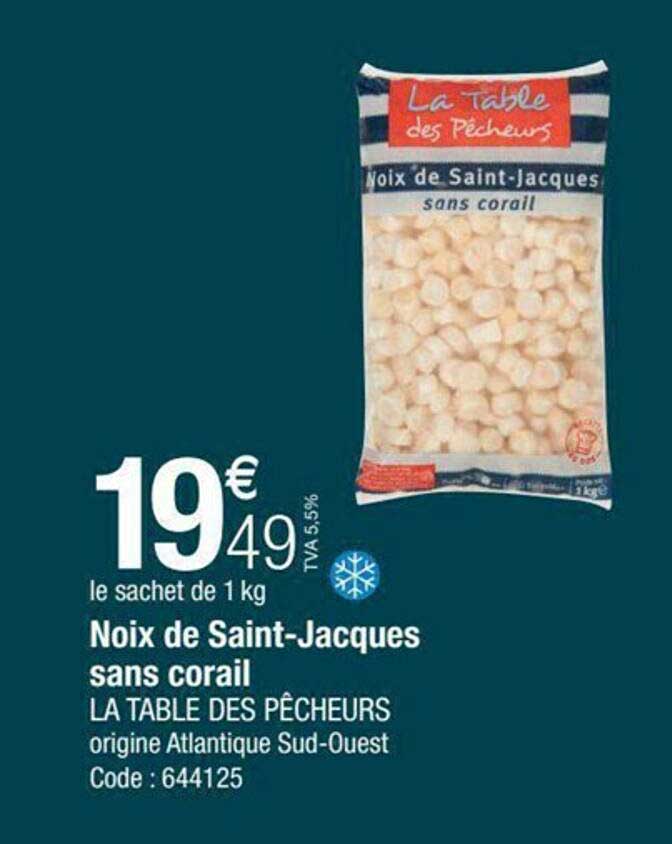 noix de saint-jacques sans corail la table des pêcheurs