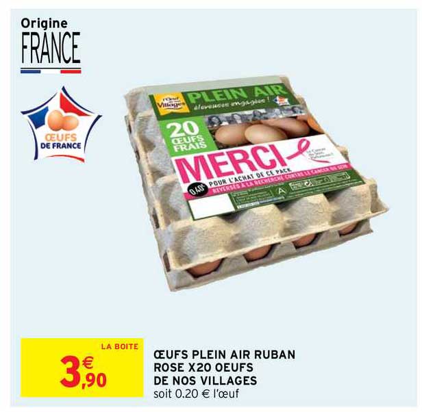 oeufs plein air ruban rose x20 oeufs de nos villages