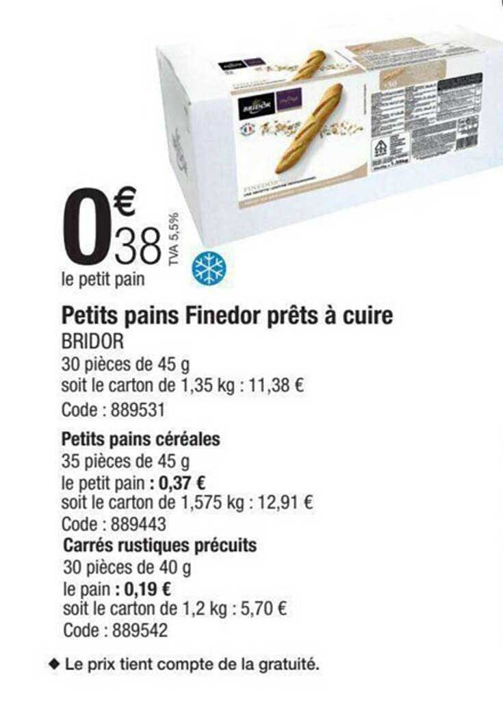 petits pains finedor prêts à cuire bridor