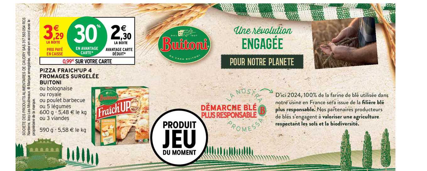 pizza fraich'up 4 fromages surgelée buitoni