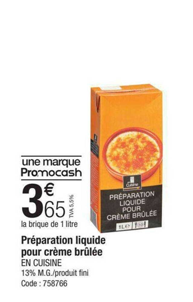 préparation liquide pour crème brûlée en cuisine